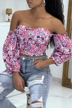 Top à épaule Dénudée Fleuri Violet 8 Top à épaule Dénudée Fleuri Violet -Default Template 5 top a epaule denudee fleuri violet 2