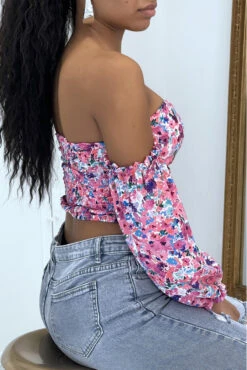 Top à épaule Dénudée Fleuri Violet 9 Top à épaule Dénudée Fleuri Violet -Default Template 5 top a epaule denudee fleuri violet 3