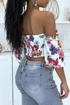 Top Col Bardot Fleuri Blanc -Default Template 5 top col bardot fleuri blanc 2