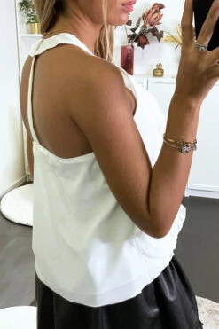 Top De Soirée Blanc Avec Motif Fleur En Tulle -Default Template 5 top de soiree blanc avec motif fleur en tulle 2