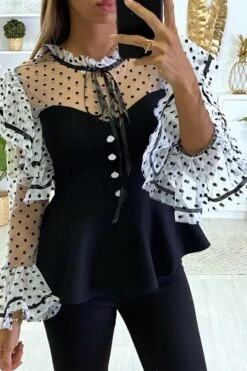 Top Noir Super Chic à Petit Pois